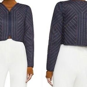 Bcbgmaxazria logun jacket vest zipper cropped navy NWT